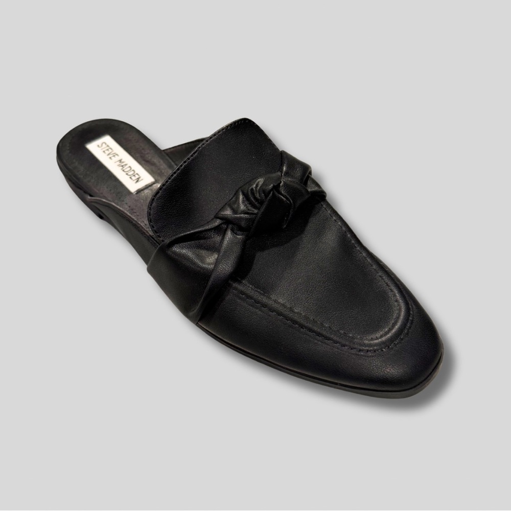 Steve Madden Women’s Chart Leather Black Loafers - Picture 1 of 5